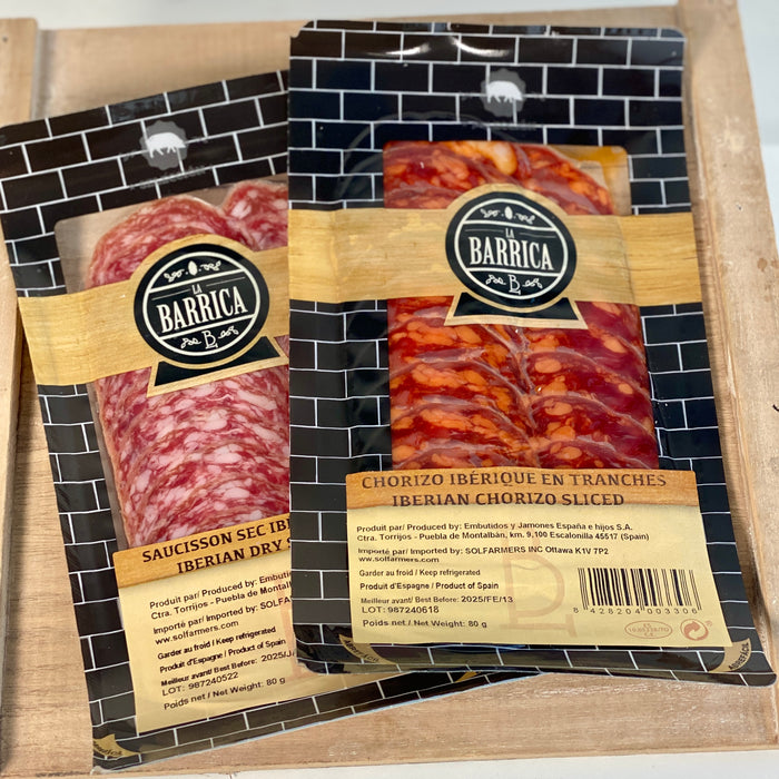 La Barrica cured Salchichon and Chorizo SLICED 80g